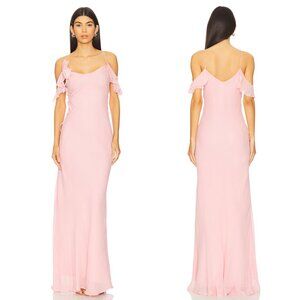NEW self-portrait Georgette Flower Maxi Dress in Light Pink Formal Gown 4 Small